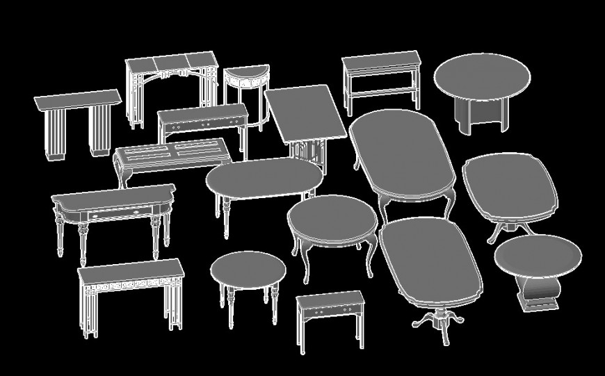 3D Table Interior CAD Blocks Free Download DWG File